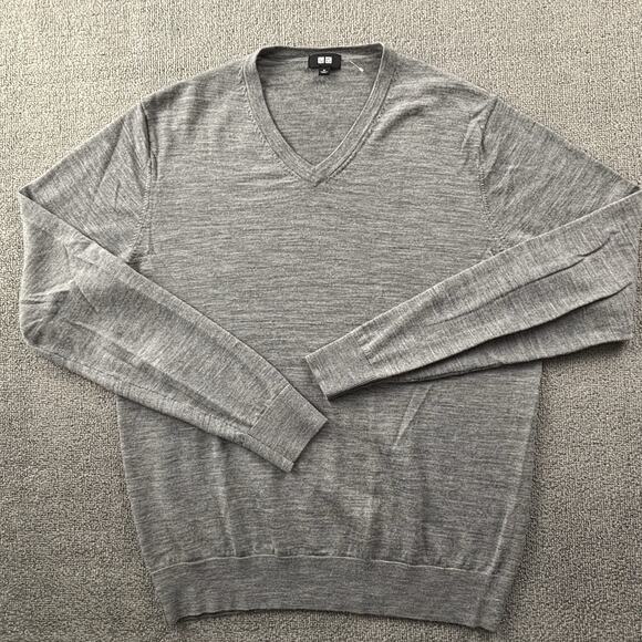 Uniqlo Sweater Adult Medium Gray Long Sleeve Lightweight Sweatshirt Casual Men's - Picture 1 of 14